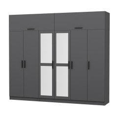 Minar Kale 6 Kapaklı 2 Aynalı 2 Ç Dolap Ve Yüklük Antrasit