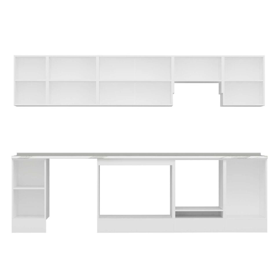 Alvinka 300x210 Cm High Gloss Mutfak Dolabı M-E90S40S50-1 High Gloss | Beyaz - Mdf
