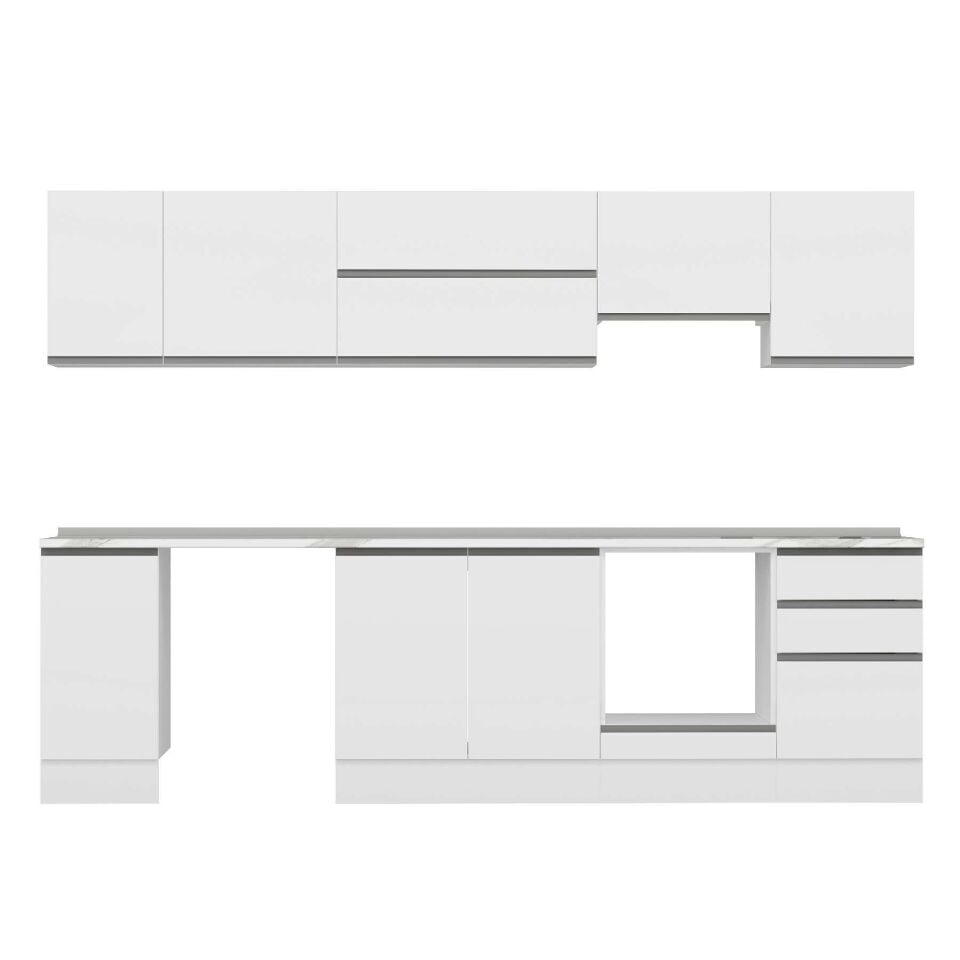 Alvinka 300x210 Cm High Gloss Mutfak Dolabı M-E90S40S50-1 High Gloss | Beyaz - Mdf