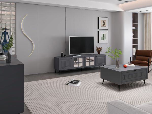 Minar Kale İlkbahar Set1 Tv + Orta Sehpa + Aynalı Konsol Antrasit