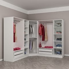 Kale 7 Kapak 4Ç Köşe Zincir Dolap - Beyaz 210CM