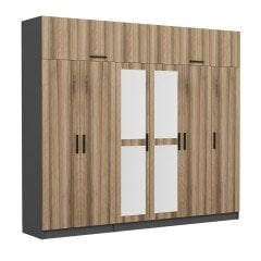 Minar Kale 6 Kapaklı 2 Aynalı 2 Ç Dolap Ve Yüklük Antrasit Dore