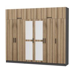 Minar Kale 6 Kapaklı 2 Aynalı 2 Ç Dolap Ve Yüklük Antrasit Dore