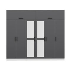 Minar Kale 6 Kapaklı 2 Aynalı 2 Ç Dolap Ve Yüklük Beyaz Antrasit