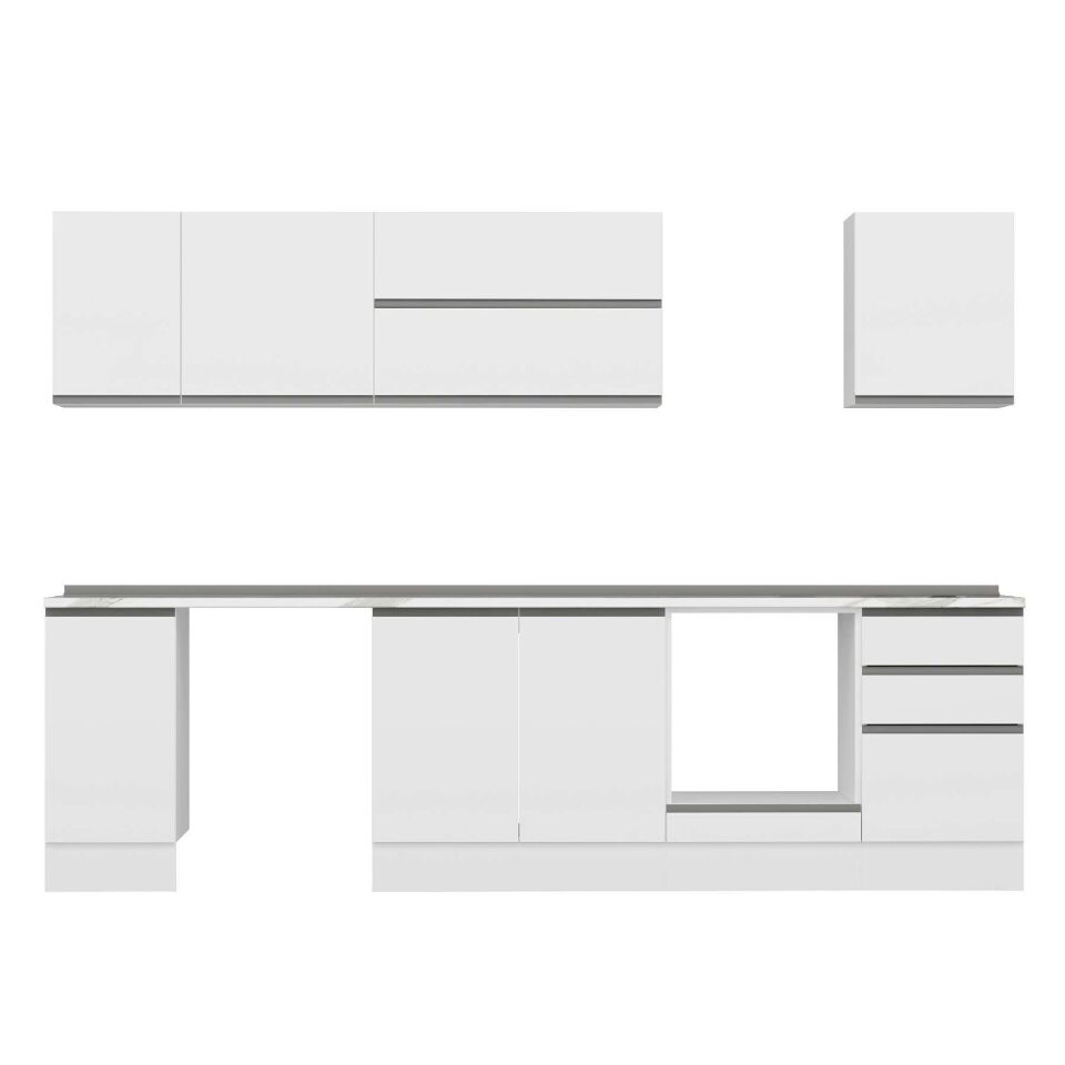 Alvinka 300X210 Cm High Gloss Mutfak Dolabı M-E90S40S50-2 High Gloss | Beyaz - Suntalam