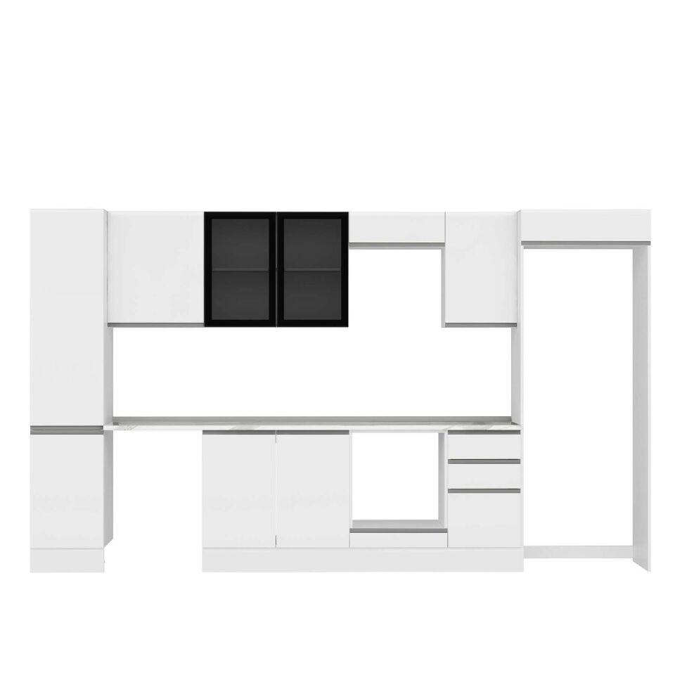Alvinka 380X222 Cm High Gloss Mutfak Dolabı Mbb-E90B45S45-3 High Gloss | Beyaz - Suntalam