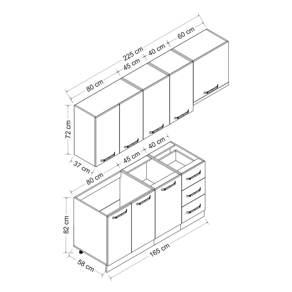 Minar 225 Cm Mutfak Dolabı Beyaz Dore 225-D7