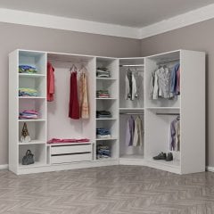 Kale 7 Kapaklı Aynalı 2Ç Köşe Dolap - Beyaz