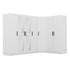 Kale 7 Kapaklı Aynalı 2Ç Köşe Dolap - Beyaz