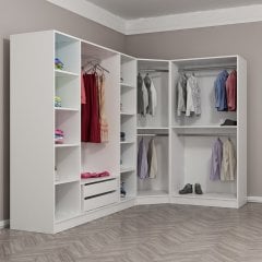 Kale 7 Kapaklı Aynalı 2Ç Köşe Dolap - Beyaz