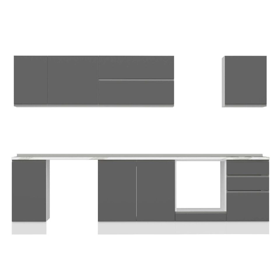 Alvinka 300X210 Cm High Gloss Mutfak Dolabı M-E90S40S50-2 High Gloss | Antrasit - Suntalam
