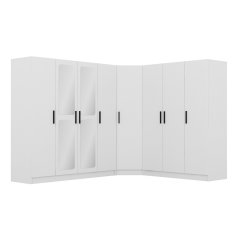 Kale 8 Kapaklı Aynalı 4Ç Köşe Dolap - Beyaz