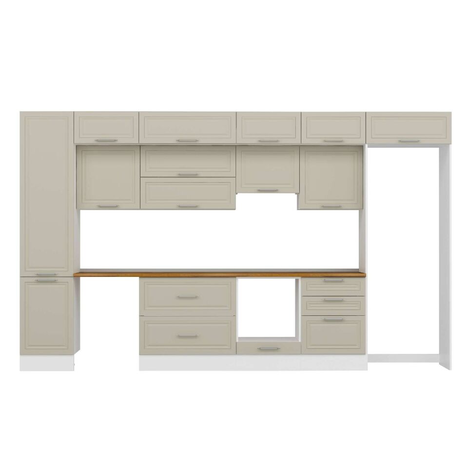 Alvinka 400X240 Cm Klasik Mebran Mutfak Dolabı Mbb-E90B50S60-1 Mebran | Kumtaşı - Mdf