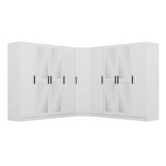 Kale 9 Kapaklı Aynalı 4Ç Köşe Dolap - Beyaz