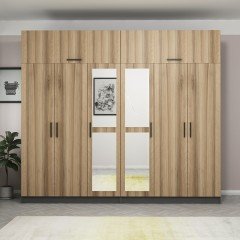 Minar Kale 6 Kapaklı 2 Aynalı 4 Ç Dolap Ve Yüklük Antrasit Dore