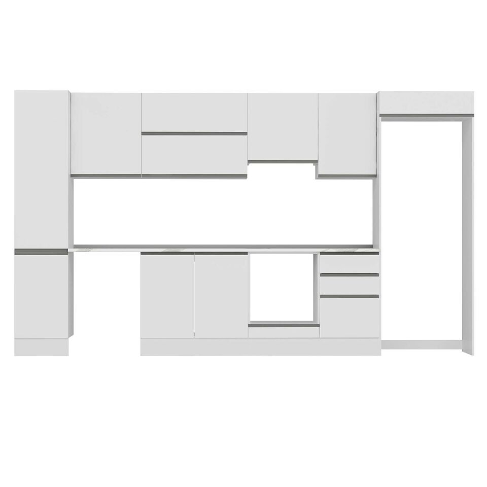 Alvinka 385X222 Cm High Gloss Mutfak Dolabı Mbb-E90B45S50-1 High Gloss | Beyaz - Mdf