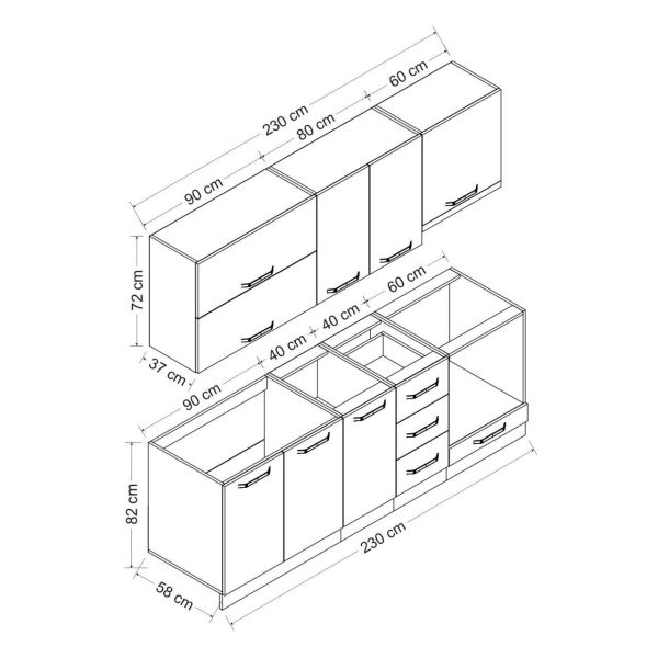 Minar 230 Cm Mutfak Dolabı Beyaz 230-B5