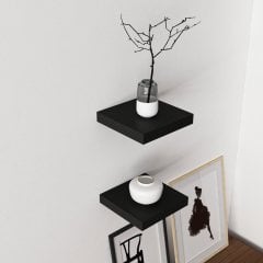 Minar Gizli Tutuculu 2'li Duvar Rafı 23 cm - M.Siyah