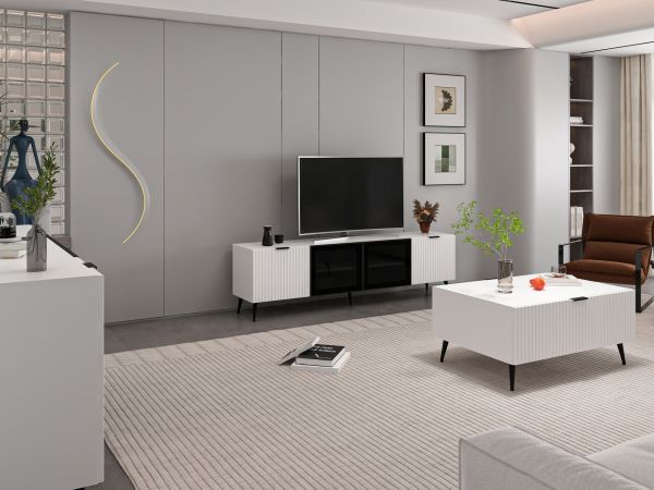 Minar Kale Plus Set1 Tv + Orta Sehpa + Aynalı Konsol Beyaz