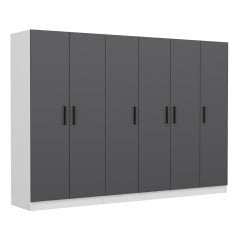 Minar Kale 6 Kapaklı 2 Çekmeceli Dolap Beyaz Antrasit