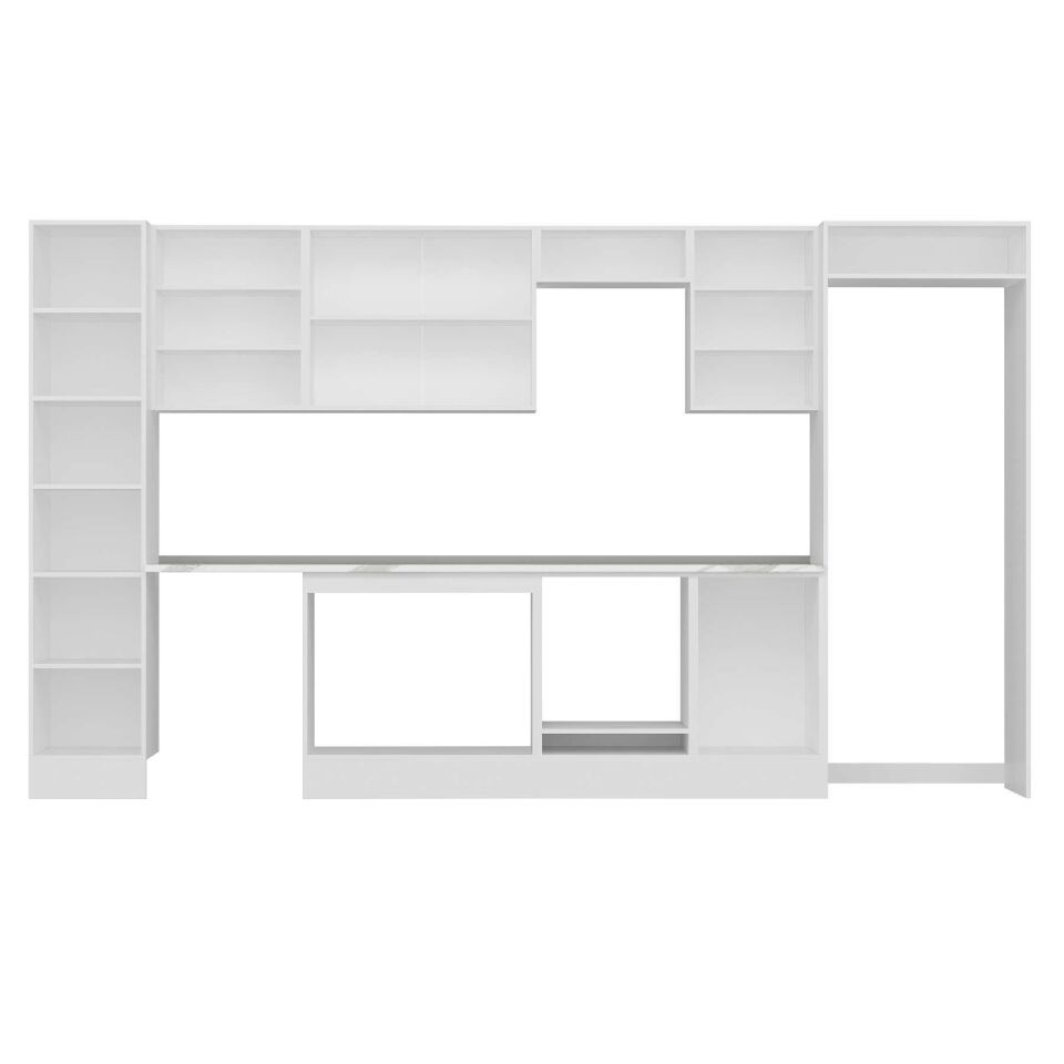 Alvinka 385X222 Cm High Gloss Mutfak Dolabı Mbb-E90B45S50-2 High Gloss | Beyaz - Suntalam
