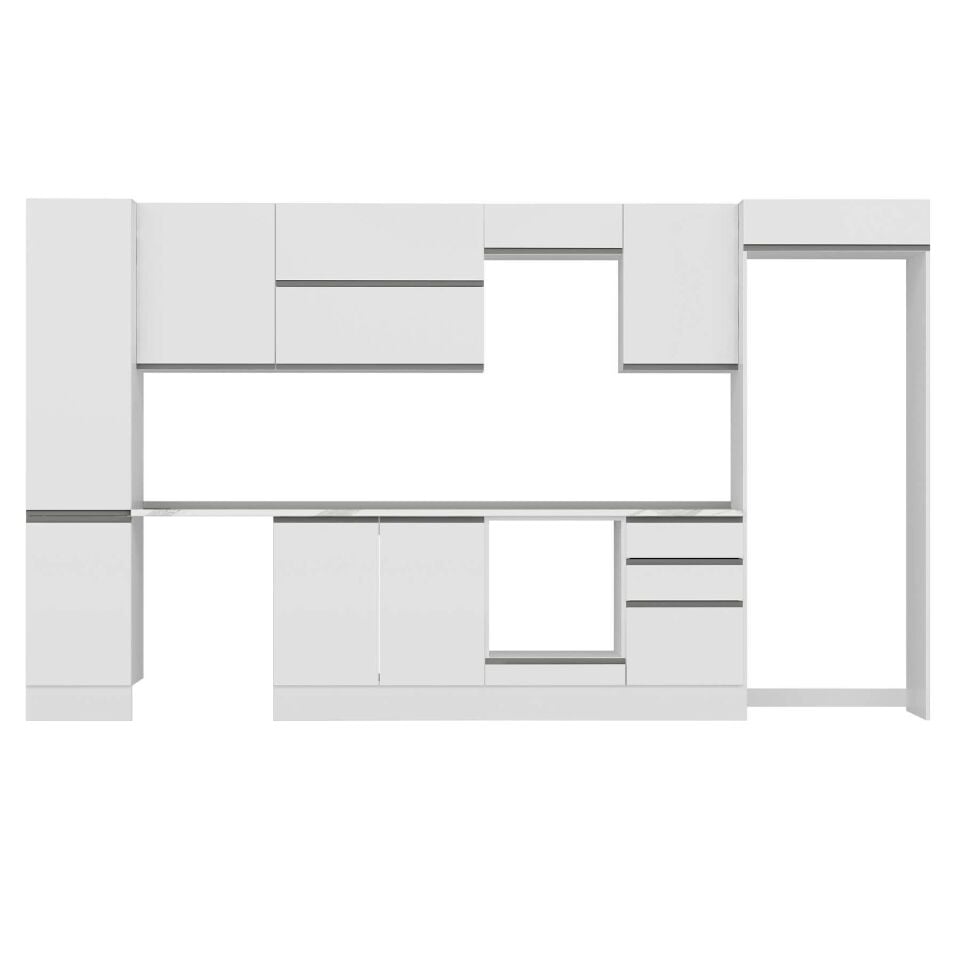 Alvinka 385X222 Cm High Gloss Mutfak Dolabı Mbb-E90B45S50-2 High Gloss | Beyaz - Mdf