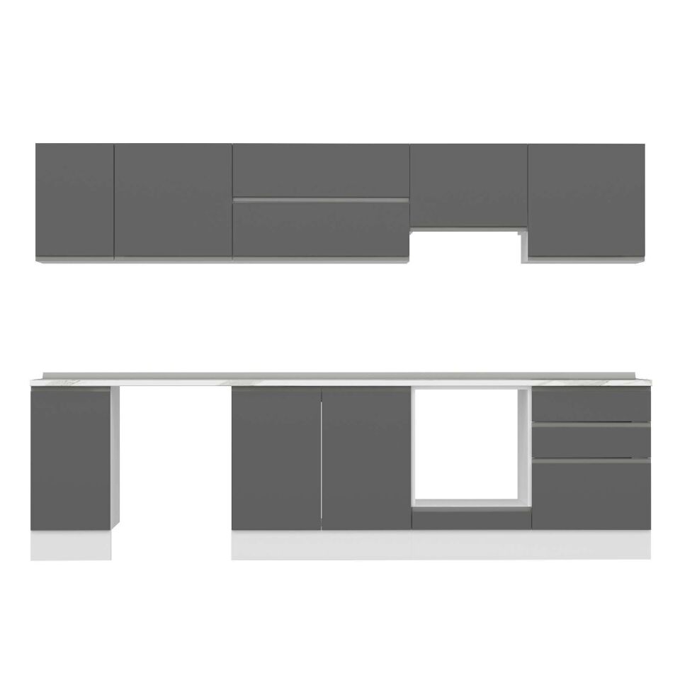 Alvinka 310X210 Cm High Gloss Mutfak Dolabı M-E90S40S60-1 High Gloss | Antrasit - Suntalam