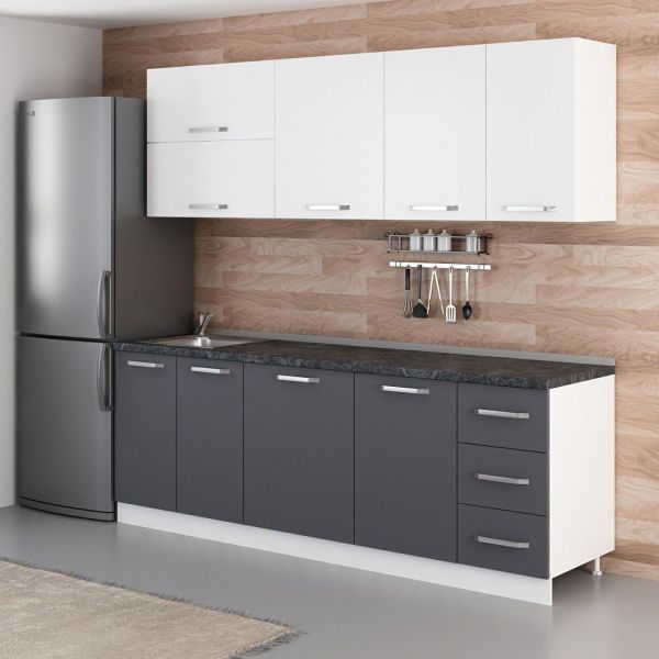 Minar 230 Cm Mutfak Dolabı Beyaz Antrasit 230-A2