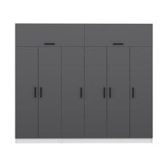 Minar Kale 6 Kapaklı 2 Çekmeceli Dolap Ve Yüklük Beyaz Antrasit