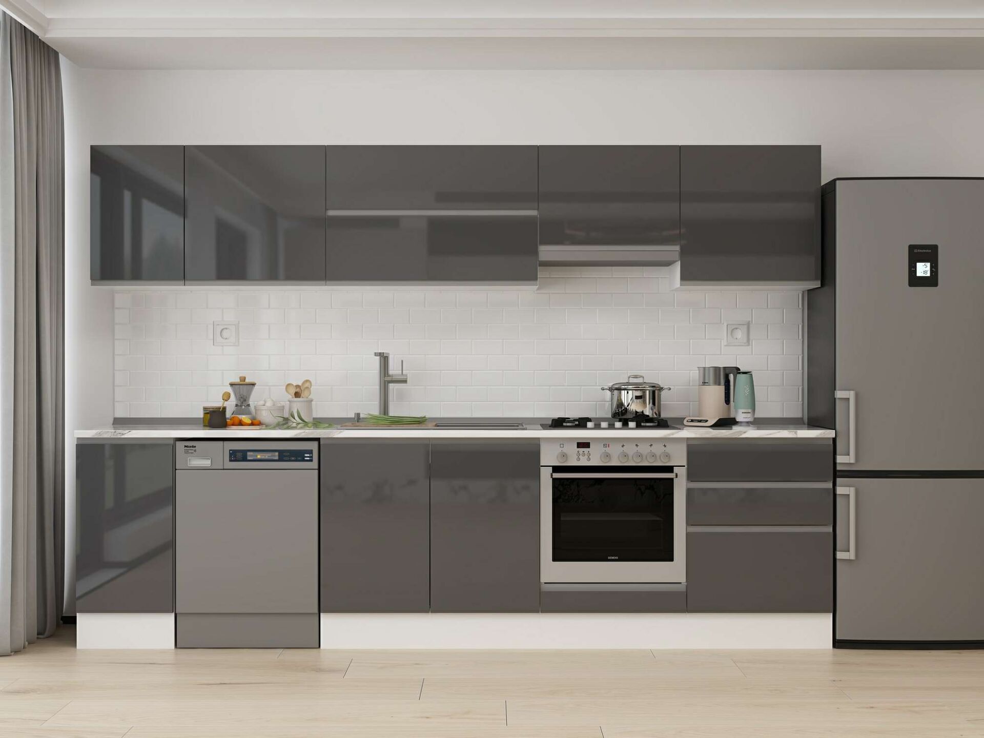 Alvinka 310X210 Cm High Gloss Mutfak Dolabı M-E90S40S60-1 High