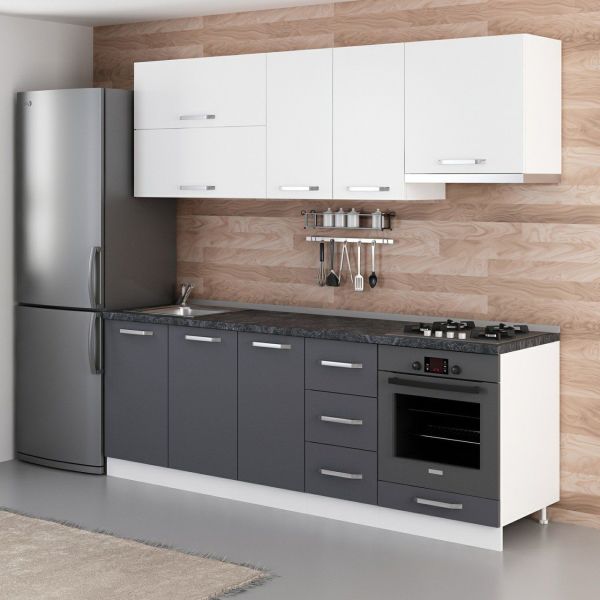 Minar 230 Cm Mutfak Dolabı Beyaz Antrasit 230-A5