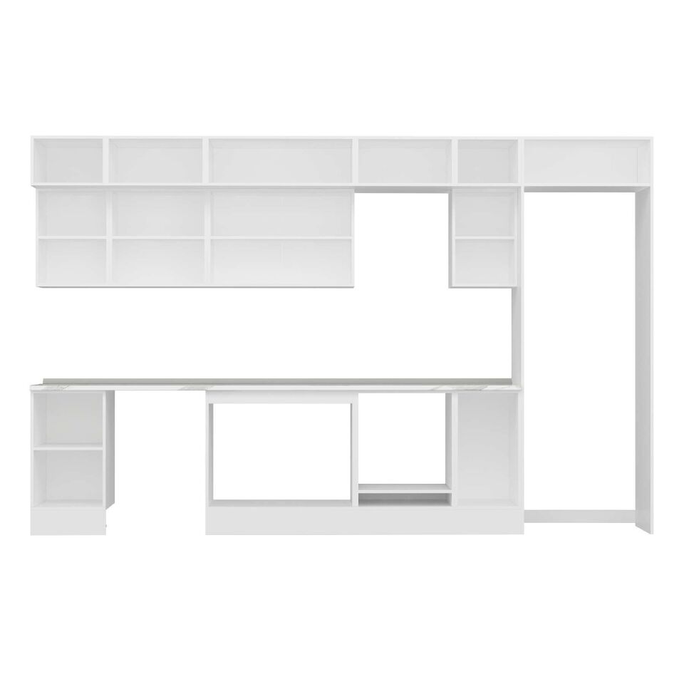 Alvinka 365X240 Cm Klasik Mebran Mutfak Dolabı Mb-E80S45S40-2 Mebran | Kumtaşı - Suntalam