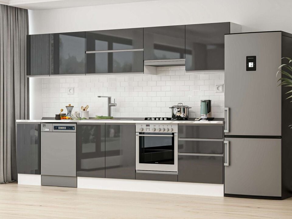 Alvinka 300X210 Cm High Gloss Mutfak Dolabı M-E80S40S60-1