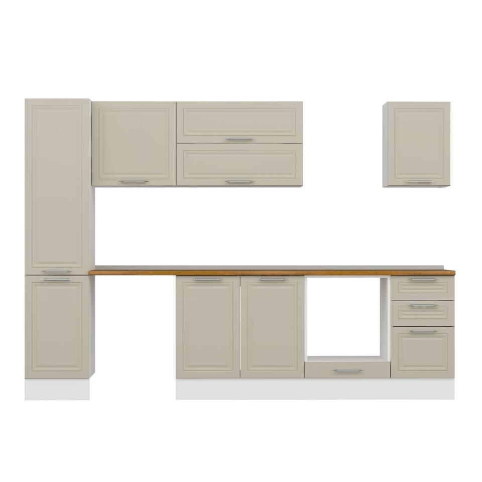 Alvinka 290X210 Cm Klasik Mebran Mutfak Dolabı Mb-E80B45S45-2 Mebran | Kumtaşı - Suntalam