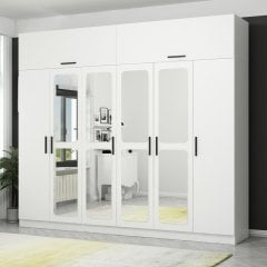 Kale 6 Kapaklı Aynalı 2Ç Zincir Dolap-Yüklük - Beyaz