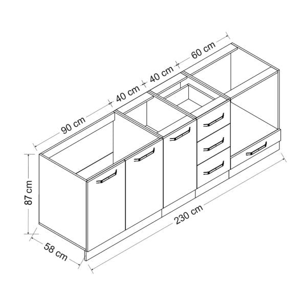 Minar 230 Cm Mutfak Dolabı Beyaz Dore 230-D3