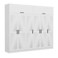 Kale 6 Kapaklı Aynalı 2Ç Zincir Dolap-Yüklük - Beyaz