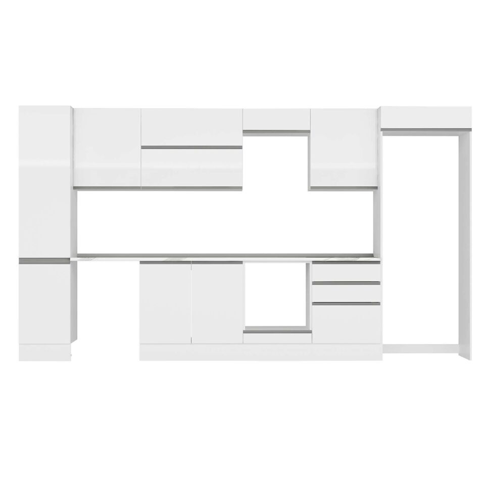 Alvinka 395X222 Cm High Gloss Mutfak Dolabı Mbb-E90B45S60-2 High Gloss | Beyaz - Suntalam