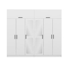 Kale 6 Kapaklı Aynalı 4Ç Zincir Dolap-Yüklük - Beyaz