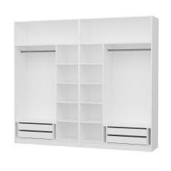 Kale 6 Kapaklı Aynalı 4Ç Zincir Dolap-Yüklük - Beyaz