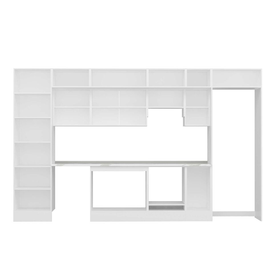 Alvinka 390X240 Cm Klasik Mebran Mutfak Dolabı Mbb-E90B60S40-1 Mebran | Kumtaşı - Mdf