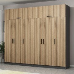 Kale 6 Kapaklı 4 Çekmeceli Dolap Ve Yüklük Antrasit Dore