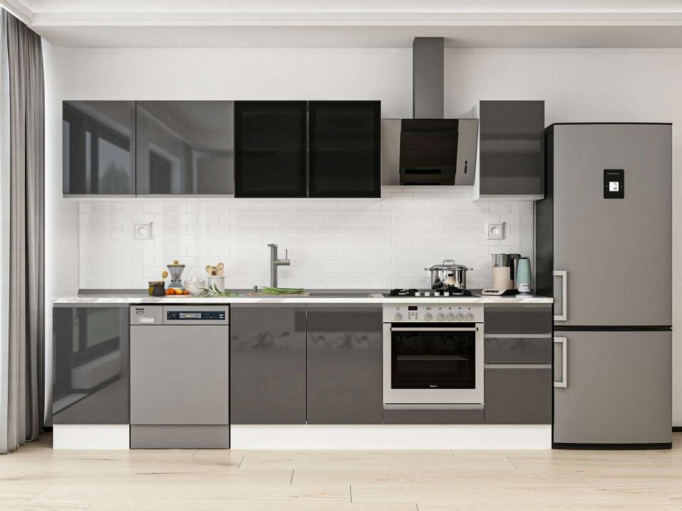 Alvinka 285X210 Cm High Gloss Mutfak Dolabı M-E80S45S40-3