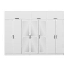 Kale 7 Kapaklı Aynalı Zincir Dolap-Yüklük - Beyaz