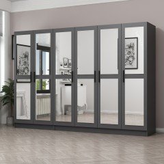 Minar Kale 6 Kapaklı 6 Aynalı 2 Çekmeceli Dolap Antrasit