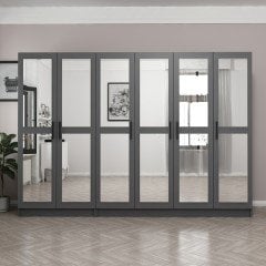 Minar Kale 6 Kapaklı 6 Aynalı 2 Çekmeceli Dolap Antrasit