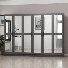 Minar Kale 6 Kapaklı 6 Aynalı 2 Çekmeceli Dolap Antrasit