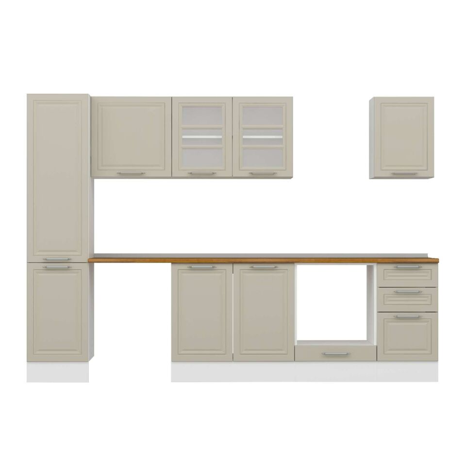 Alvinka 290X210 Cm Klasik Mebran Mutfak Dolabı Mb-E80B45S45-3 Mebran | Kumtaşı - Suntalam
