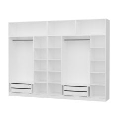 Kale 7 Kapaklı 4 Çekmeceli Aynalı Zincir Dolap-Yüklük - Beyaz