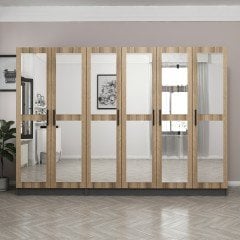 Minar Kale 6 Kapaklı 6 Aynalı 2 Çekmeceli Dolap Antrasit Dore